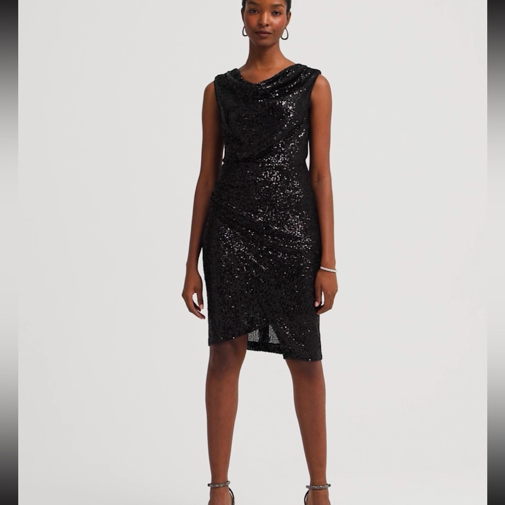 Elegant black sequin cocktail dress from White House Black Market!